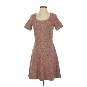 Ann Taylor Women’s Cheetah Print Dress Petite Size 6P Knee Length Short Sleeve